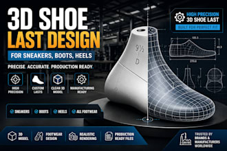 create custom 3d shoe last for sneakers, boots, heels and footwear design
