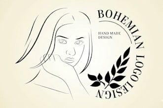 design minimalist female line art in boho aesthetic style