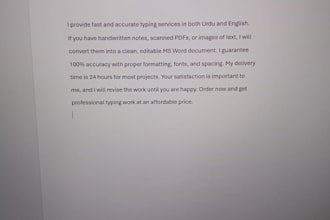 do fast urdu english typing and data entry in 24 hours