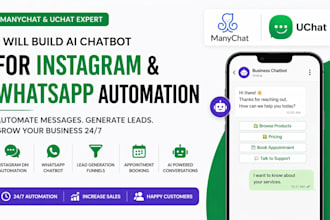 create manychat ai chatbot uchat for whatsapp instagram API automation chatbot
