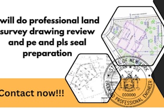 do professional land survey drawing review and pe and pls seal preparation