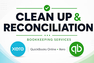 do bank reconciliation, quickbooks online cleanup, and xero bookkeeping