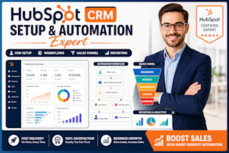 setup and optimize hubspot crm automation workflow, sales funnel and reporting