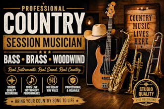 deliver professional country session bass, brass, and woodwind recordings