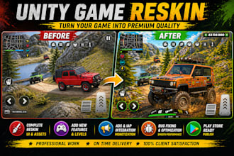 professional unity game reskin, development and publishing service