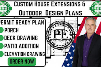 usa city detailed porch,elevation,patio addition,deck drawing,house extension