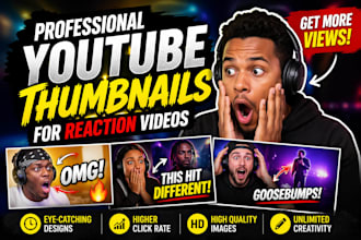 design a professional youtube thumbnail for reaction videos and content