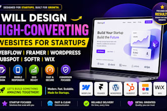 design webflow framer wordpress hubspot softr and wix websites for startups
