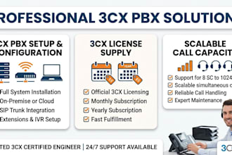 offer 3cx pbx license monthly and yearly with complete setup