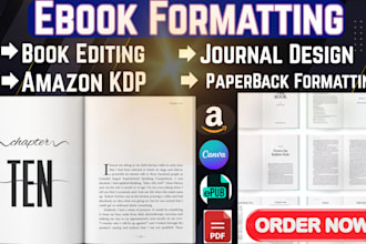 do ebook formatting, book editing amazon kdp journal design paperback formatting