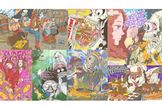draw psychedelic, trippy, stoner, weed cartoon artwork