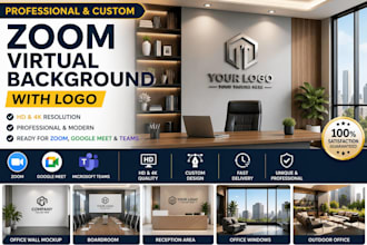 design zoom background, office mockup, teams, custom virtual 3d office in 24hrs