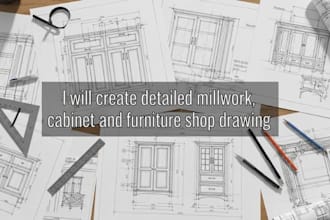 create detailed millwork, cabinet, and furniture shop drawing