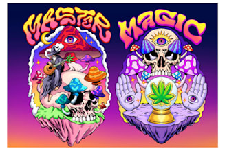 create detailed art of psychedelic stoner album cover