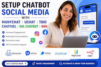 setup chatbot social media with manychat uchat tidio chatfuel ghl chatbot n8n