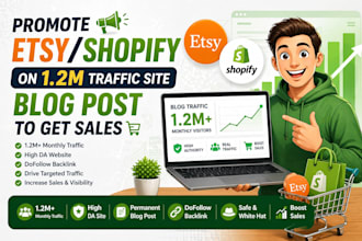 promote etsy shop shopify store on high traffic blog post website to get sales
