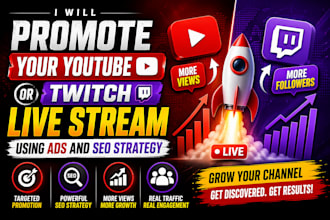 promote your youtube or twitch live stream using ads and SEO strategy
