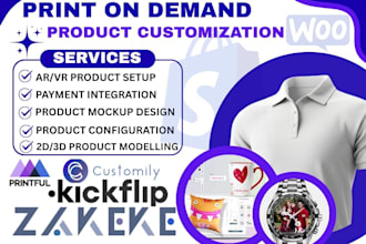 do 2d 3d custom product on zakeke kickflip customily teeinblue shopify pod