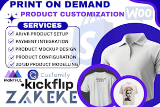 do 2d 3d custom product on zakeke kickflip customily teeinblue shopify pod