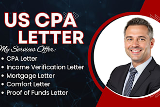 us CPA letter, income verification, comfort letter, financial statement, ptin