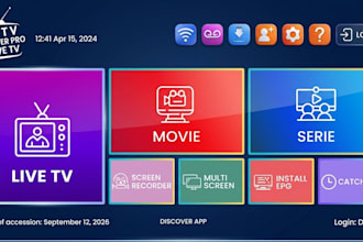 develop and rebrand iptv app tivimate, ibo player, xciptv, sparkle tv, vu player