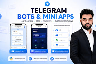 develop custom python telegram bot or telegram mini app for business automation