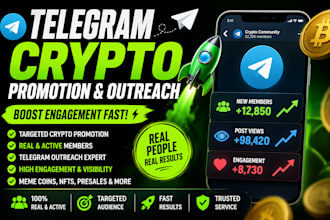 do telegram crypto promotion, telegram outreach and boost engagement fast