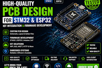 develop stm32 and esp32 pcb design with iot integration and firmware development