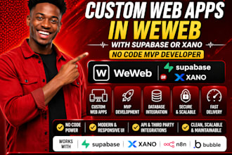 build custom web apps in weweb with supabase or xano no code mvp developer