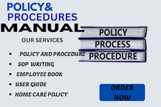 write policy and procedure for home care, health care, employee manual,sops,ndis