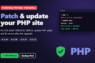 patch php2shell, update your PHP version and fix PHP errors