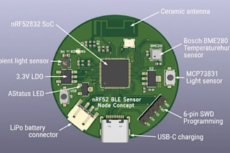 design bioimpedance wearable pcb, ble iot device, esp32 nrf52 hardware, ecg afe