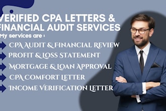 do US CPA audit, CPA letter, comfort letter and income verification