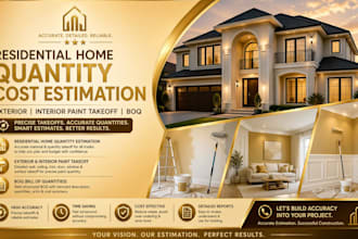 residential home quantity cost estimation, exterior interior paint takeoff, boq