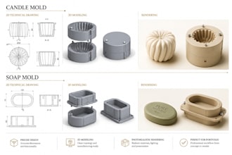 design custom 3d silicone mold for soap, candle, chocolate and resin
