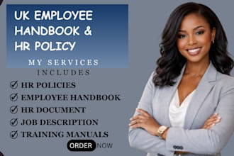 write and design employee handbook, HR policies, sops and job descriptions