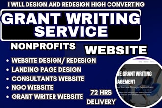 design grant writing service website, nonprofit consultant landing page redesign