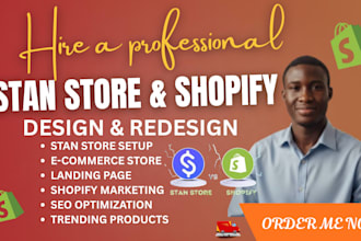 design and setup stan store digital product, shopify  store marketing automation