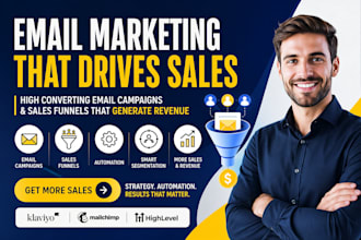 build email campaigns and sales funnels in klaviyo mailchimp gohighlevel