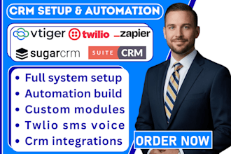 integrate vtiger crm suitecrm sugarcrm with twilio apis webhooks zap automation