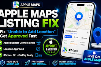 setup apple map listing, approve map location, fix unable to add location
