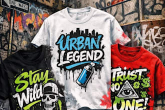 design outstanding custom t shirt design, streetwear, typography, and merch desi