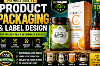 create product packaging design for amazon fba, custom label design