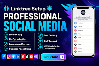 design a stunning linktree bio link page for instagram tiktok facebook