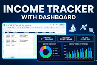 create income and expense tracker spreadsheet with dashboard