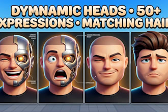 create a professional, facs rigged 3d roblox dynamic head