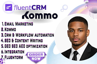 kommo crm, fluentcrm automation geo seo aeo ai search ranking funnel setup