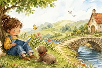 draw children storybook watercolor illustration, kdp illustration