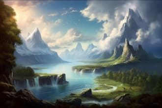 make a fantasy background and landscape