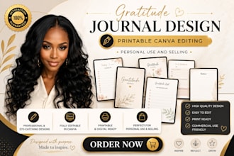 design printable journal, prayer, gratitude journal, canva journal and planner